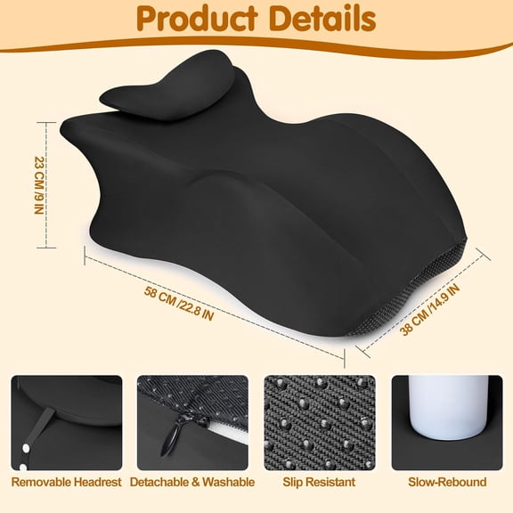 Memory Foam Ergonomic Wedge Pillow for Adults - Prone Pillow for Bed Sleeping, Reading, Memory Foam Ergonomic Cushion for Back Support, Sitting Up and Back Pain, with Removable Cover (Black)