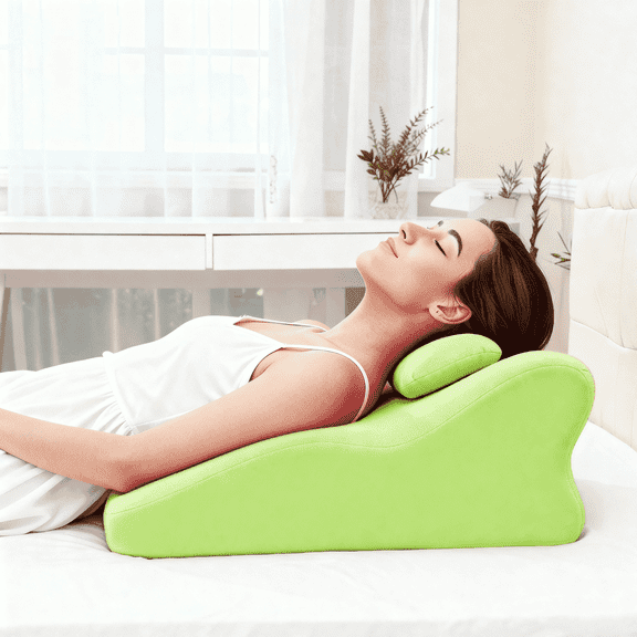 Memory Foam Ergonomic Rest Pillow – Prone Sleeping & Bed Reading Pillow, Back Pain & Acid Reflux Support, Massage-Friendly with Removable Cover