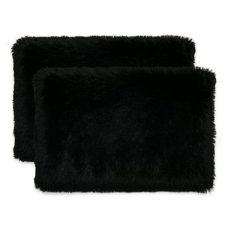 Memory Foam Fun Pillow Huggy Collection with Snuggle Cover, Standard/Queen, Black, 2 Pack