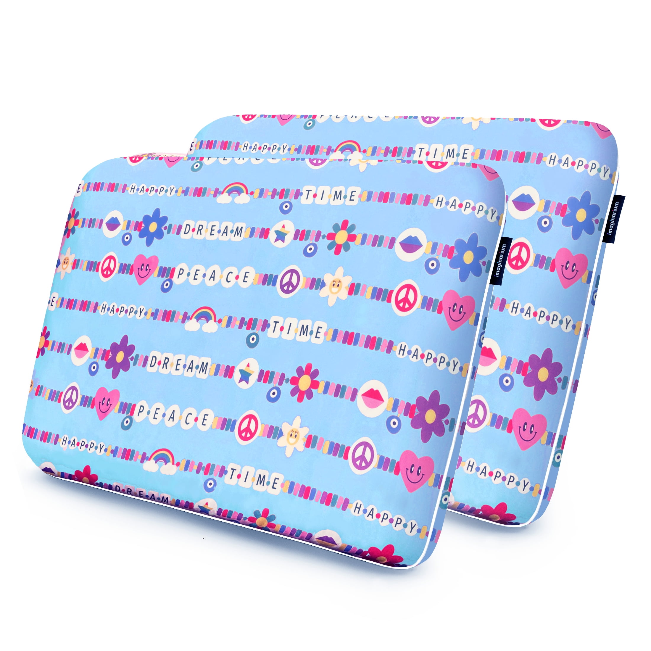 Memory Foam Fun Pillow with Cool-to-the-Touch Cover, Standard/Queen, Blue Friendship Bracelet 2 Pack