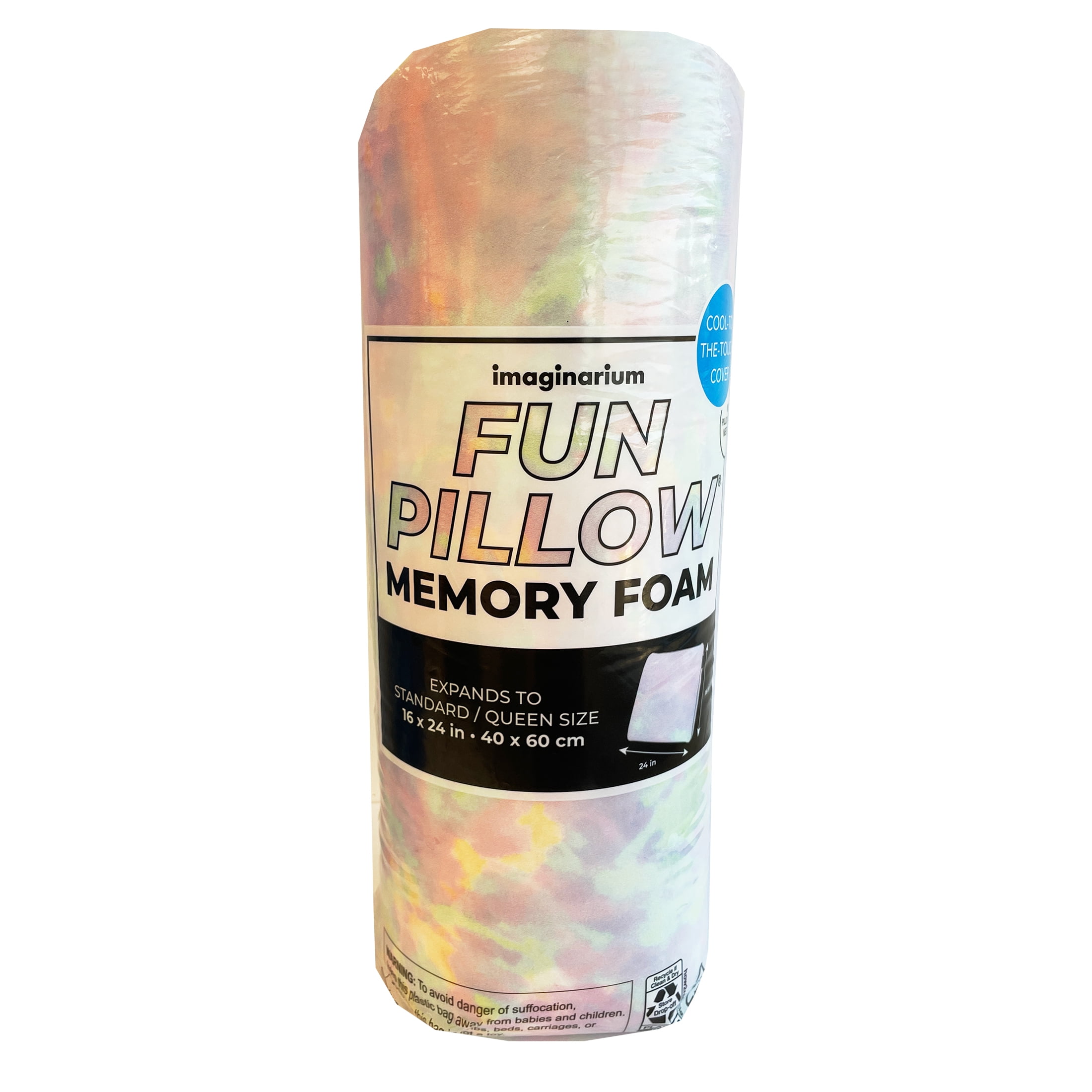 Memory Foam Fun Pillow with Cool-to-the-Touch Cover, Standard/Queen, Cotton Candy, 1 Pack