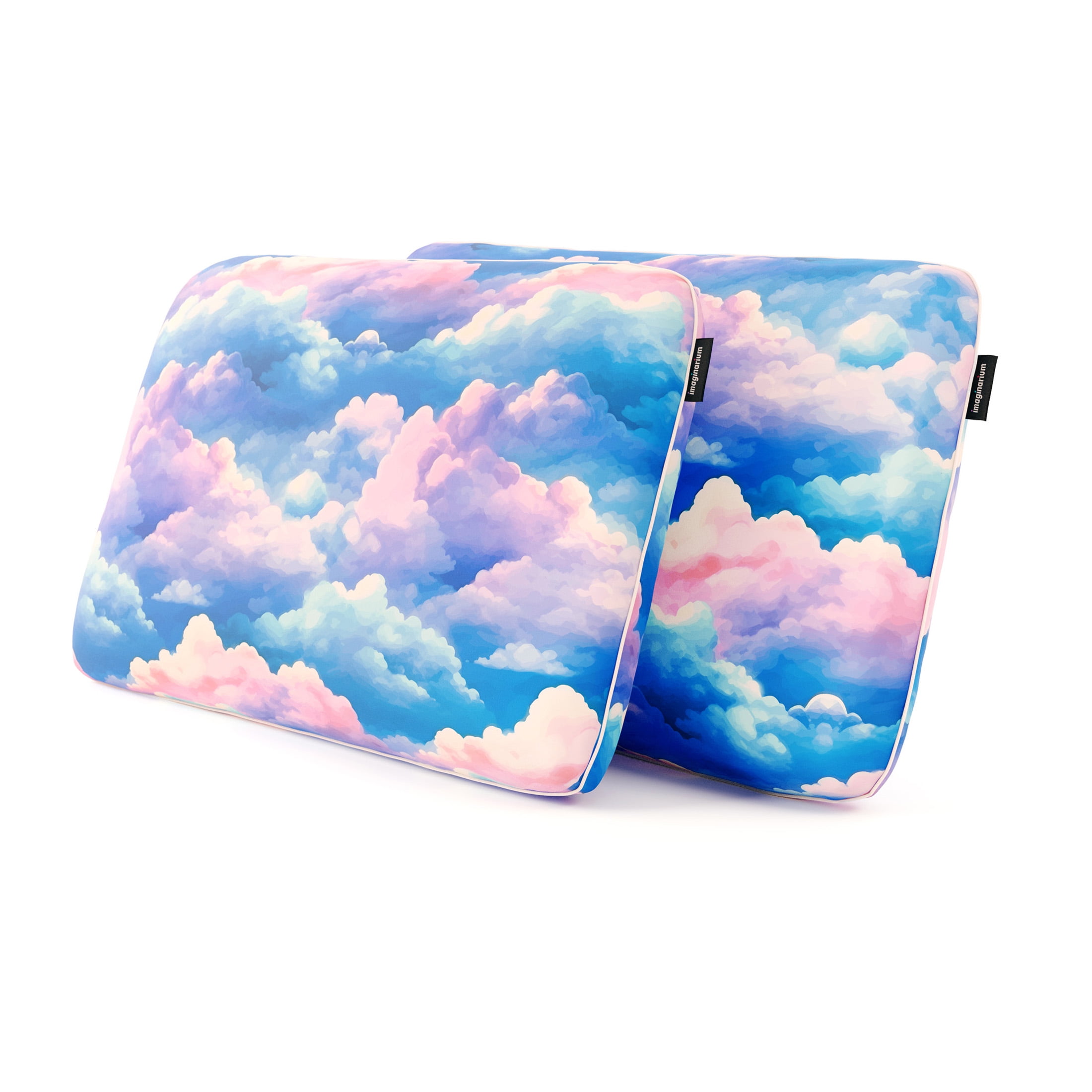 Memory Foam Fun Pillow with Cool-to-the-Touch Cover, Standard/Queen, Dreamy Clouds, 2 Pack