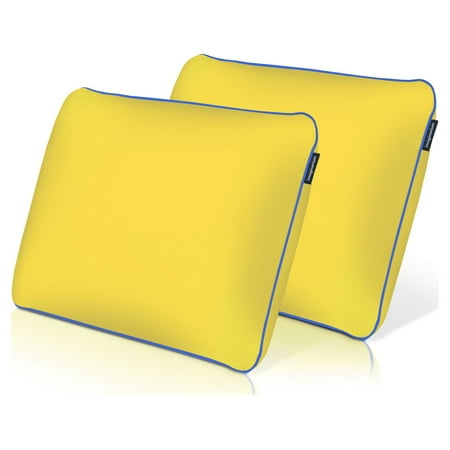 Memory Foam Fun Pillow with Cool-to-the-Touch Cover, Standard/Queen, Lemon Yellow, 2 Pack