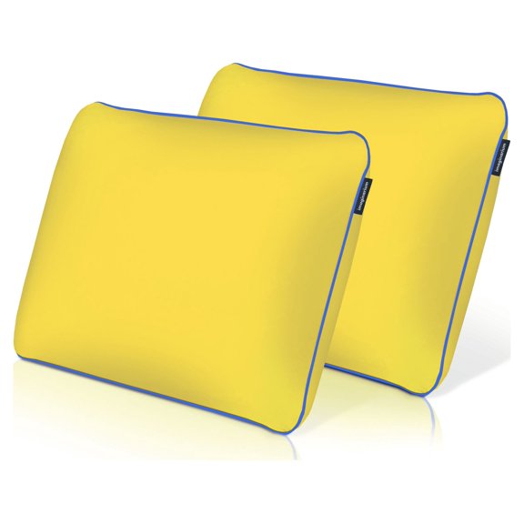 Memory Foam Fun Pillow with Cool-to-the-Touch Cover, Standard/Queen, Lemon Yellow, 2 Pack