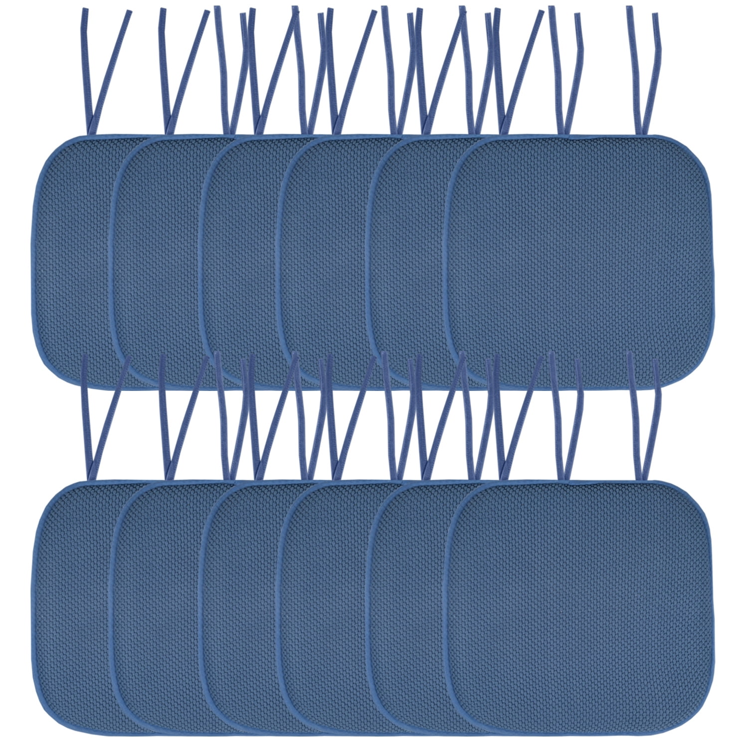 Memory Foam Honeycomb Non-Slip Back Chair Cushion Pad with Ties 2, 4, 6 or 12 Pack