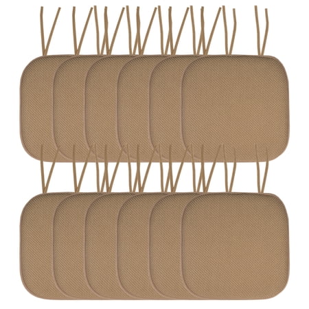Memory Foam Honeycomb Non-Slip Back Chair Cushion Pad with Ties 2, 4, 6 or 12 Pack