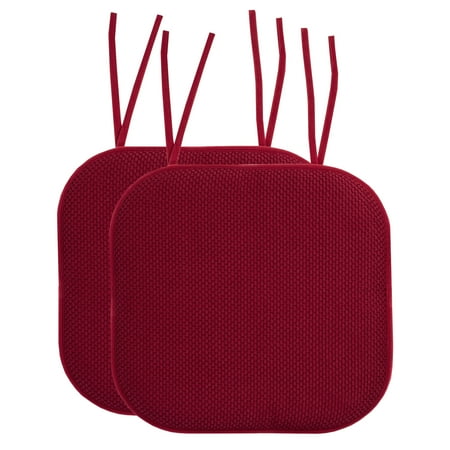 Memory Foam Honeycomb Non-Slip Back Chair Cushion Pad with Ties 2, 4, 6 or 12 Pack