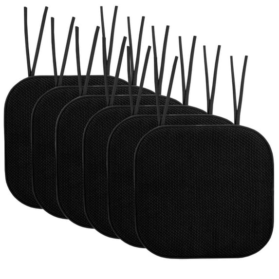 Memory Foam Honeycomb Non-Slip Back Chair Cushion Pad with Ties 2, 4, 6 or 12 Pack