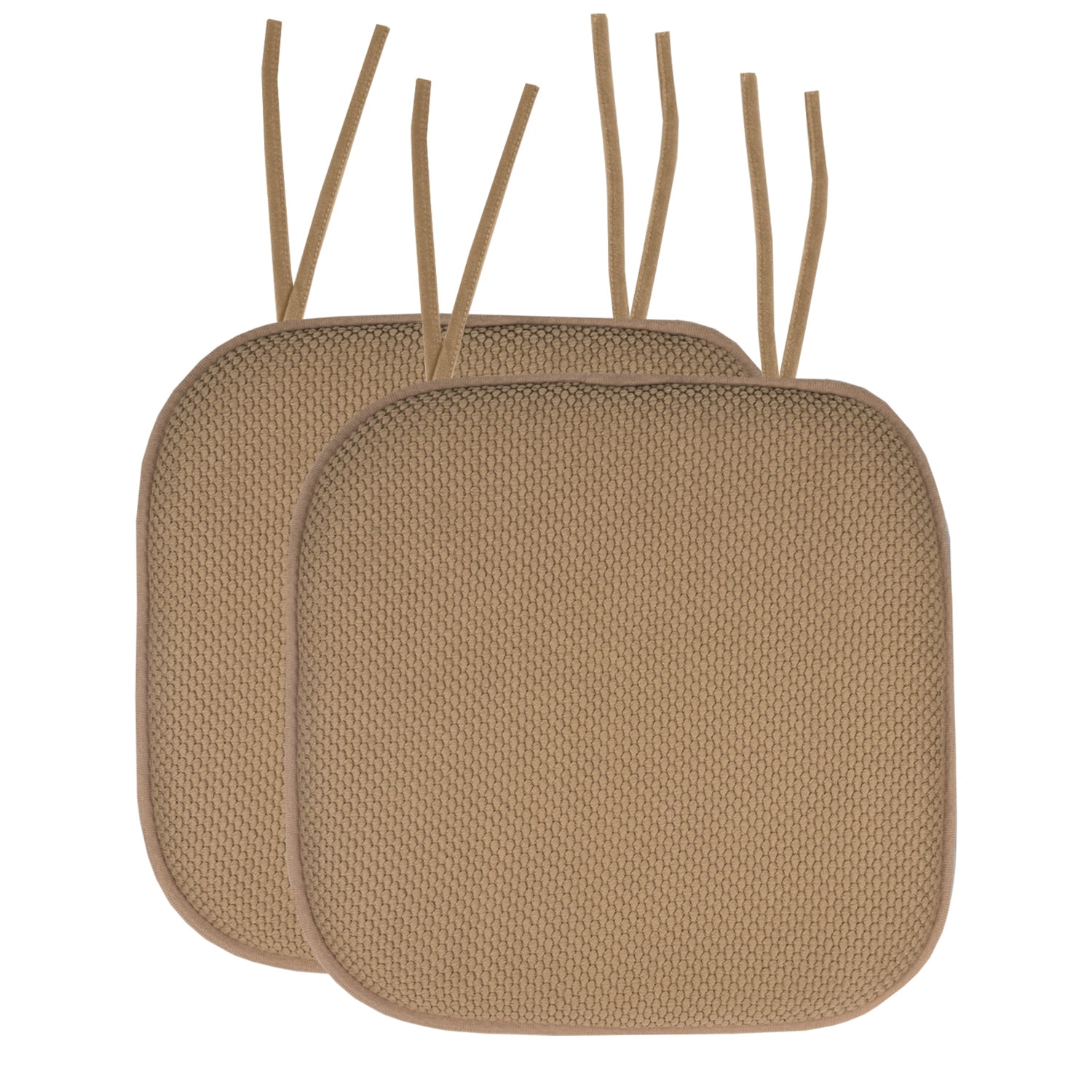 Memory Foam Honeycomb Non-Slip Back Chair Cushion Pad with Ties 2, 4, 6 or 12 Pack