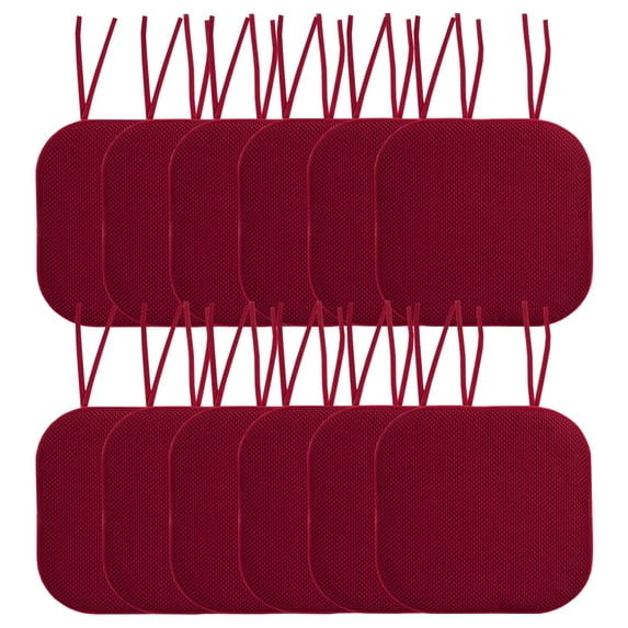 Memory Foam Honeycomb Non-Slip Back Chair Cushion Pad with Ties 2, 4, 6 or 12 Pack