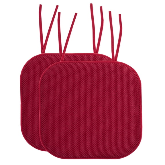 Memory Foam Honeycomb Non-Slip Back Chair Cushion Pad with Ties 2, 4, 6 or 12 Pack