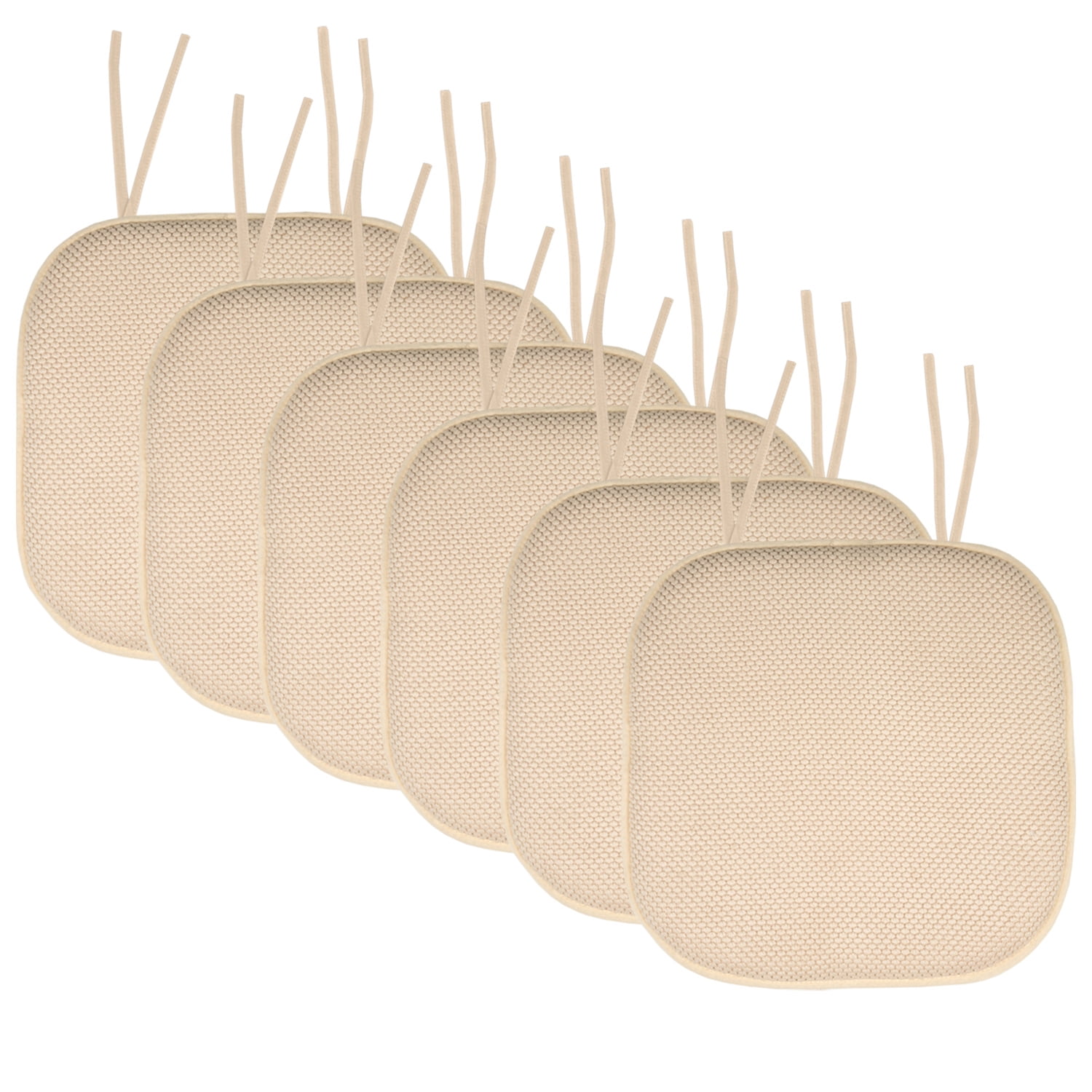 Memory Foam Honeycomb Non-Slip Back Chair Cushion Pad with Ties 2, 4, 6 or 12 Pack