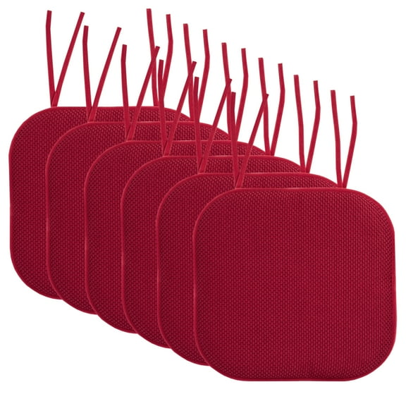 Memory Foam Honeycomb Non-Slip Back Chair Cushion Pad with Ties 2, 4, 6 or 12 Pack