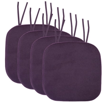 Memory Foam Honeycomb Non-Slip Back Chair Cushion Pad with Ties 2, 4, 6 or 12 Pack