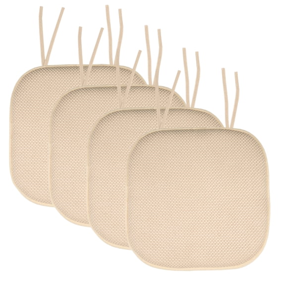 Memory Foam Honeycomb Non-Slip Back Chair Cushion Pad with Ties 2, 4, 6 or 12 Pack