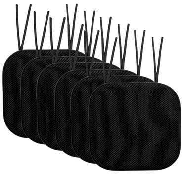 Memory Foam Honeycomb Non-Slip Back Chair Cushion Pad with Ties 6 Pack Black