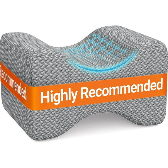 Memory Foam Knee Pillow, Pillow for Side Sleepers, Leg Pillows Sleeping Blood Circulation, Elevation Spine Aligning, Sciatica, Back, Hip, Knee, Ankle Pain, Grey