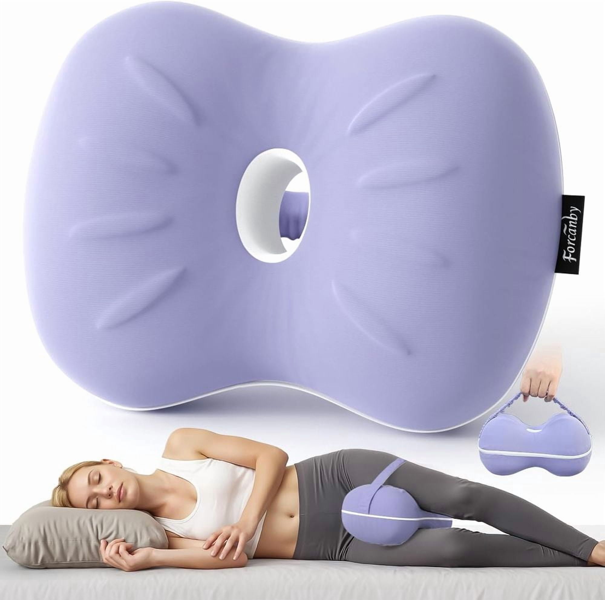 Memory Foam Knee Pillow for Side Sleepers Spine Alignment Pillow for Back Hip Pain Sciatica Relief, Pregnancy & Surgery Recovery