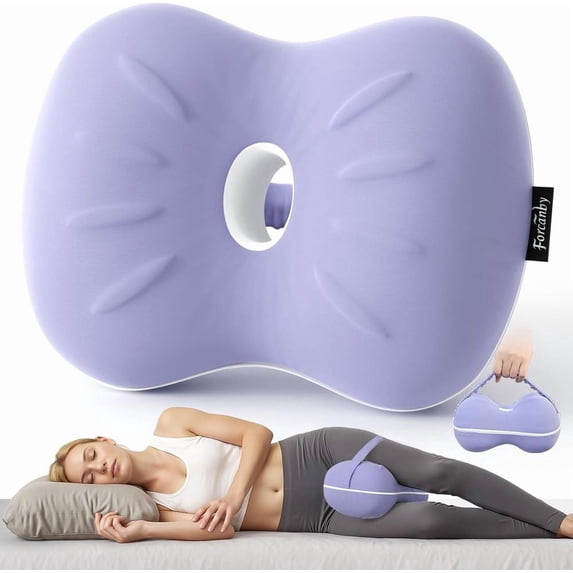Memory Foam Knee Pillow for Side Sleepers Spine Alignment Pillow for Back Hip Pain Sciatica Relief, Pregnancy & Surgery Recovery