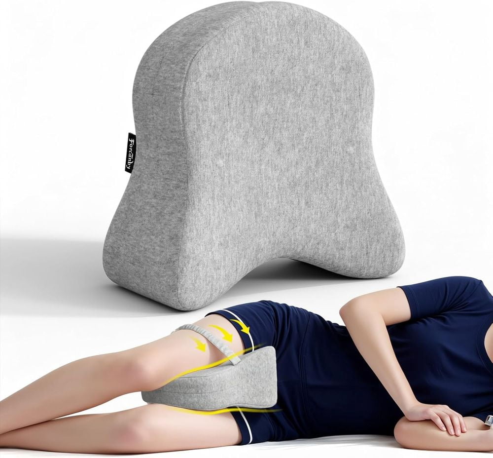 Memory Foam Knee Pillow for Side Sleepers Spine Alignment Pillow for Back Hip Pain Sciatica Relief, Pregnancy & Surgery Recovery
