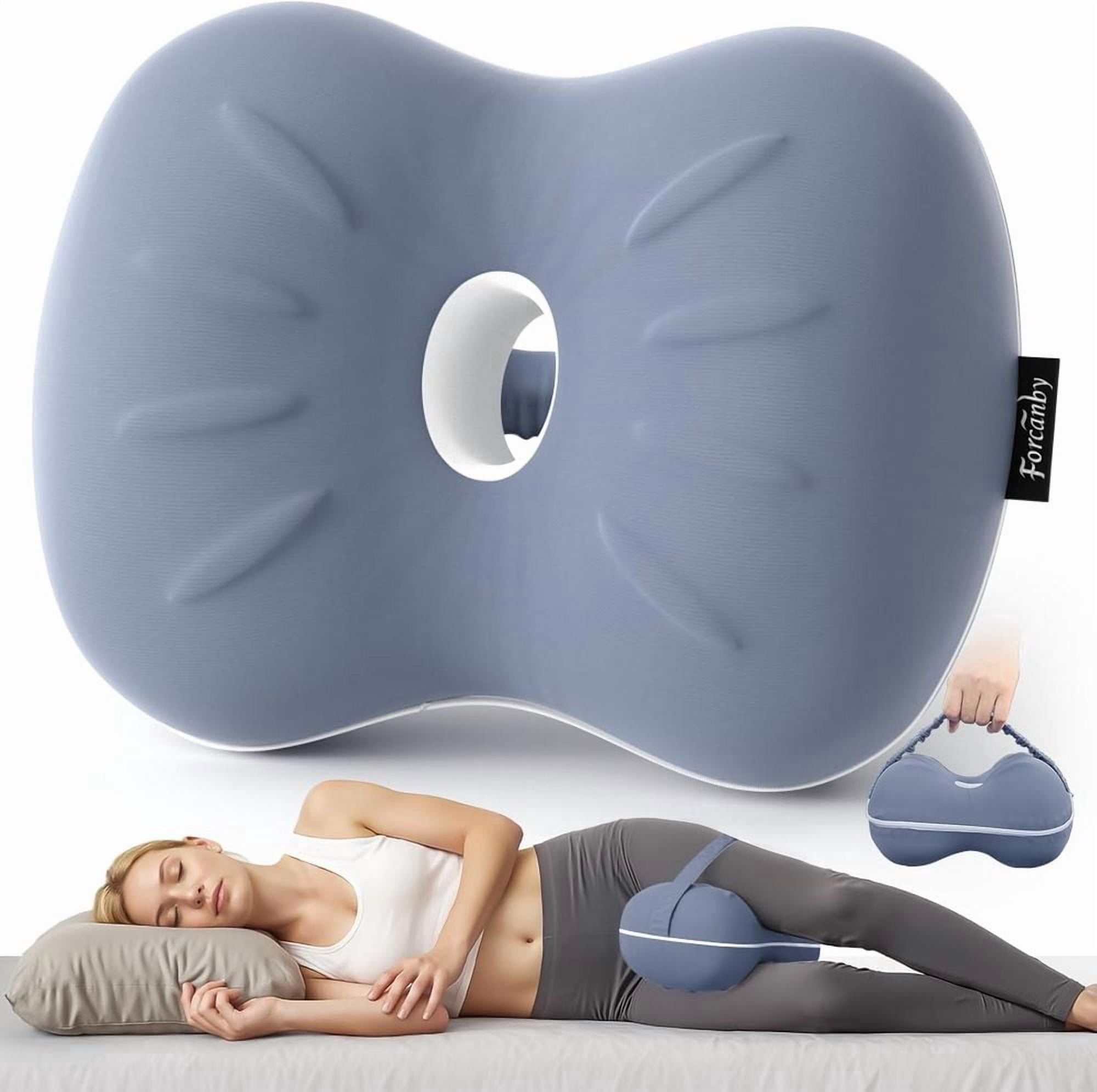 Memory Foam Knee Pillow for Side Sleepers Spine Alignment Pillow for Back Hip Pain Sciatica Relief, Pregnancy & Surgery Recovery