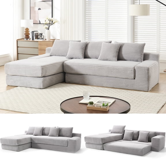 Memory Foam L-Shaped Couch with Industrial Frame / Cloud-Like Comfort for Binge-Watching