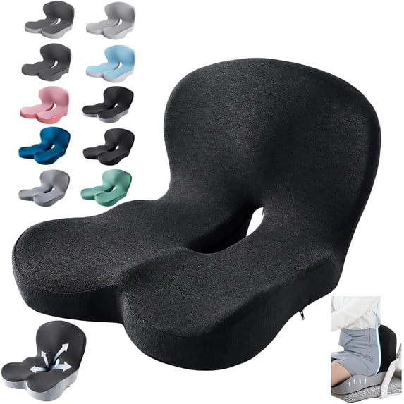Memory Foam L-Shaped Integrated Seat Cushions for Car Truck Driver Ergonomic L Shape Cushion Sciatica Back Pain Relief Office Chair Butt and Back Support Pillow Long Driving Booster Seat B