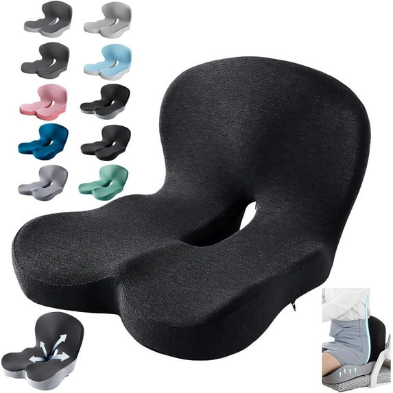 Memory Foam L-Shaped Integrated Seat Cushions for Car Truck Driver Ergonomic L Shape Lumbar Cushion Sciatica Back Pain Relief Office Chair and Back Support Pillow Long Driving Booster Seat (G)