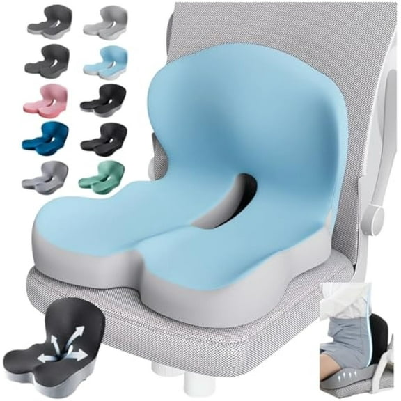 Memory Foam L-Shaped Integrated Seat Cushions for Car Truck Driver Ergonomic L Shape Lumbar Cushion Sciatica Back Pain Relief Office Chair Butt and Back Support Pillow Long Driving Booster Seat