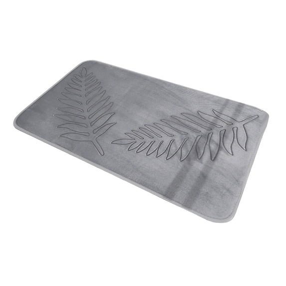 Memory Foam Leaf Green Bathroom Rug, Non-Slip Strong Water Absorbent Plush Microfiber Bath Mat, Washable Bathroom Mat