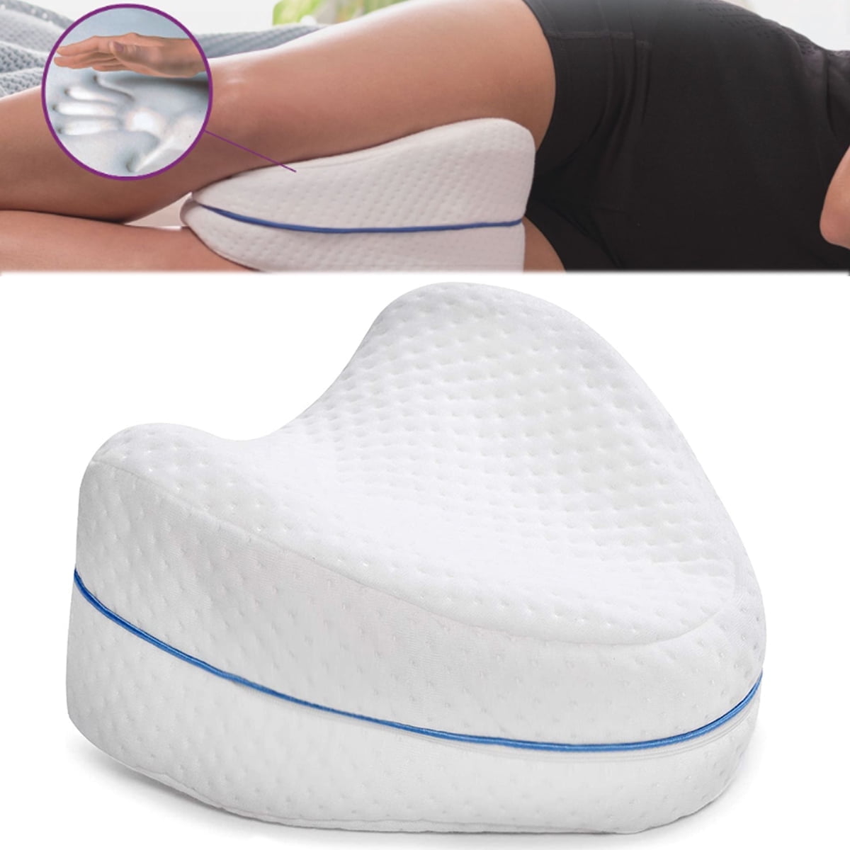 LESUMI Memory Foam Knee Pillow, Sleeping Leg Pillow, for Side Sleepers & Pregnant Women - for Spinal Alignment, Relief Sciatica, Knee, Back, Leg & Hip