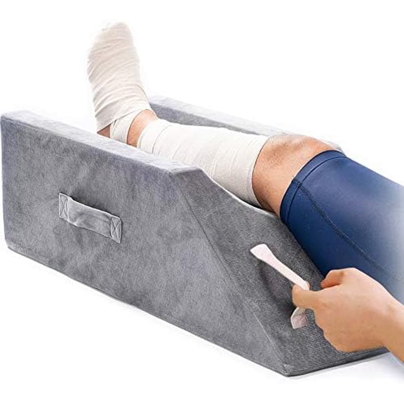 Memory Foam Leg Support and Elevation Pillow w/Dual Handles for Surgery, Injury, or Rest