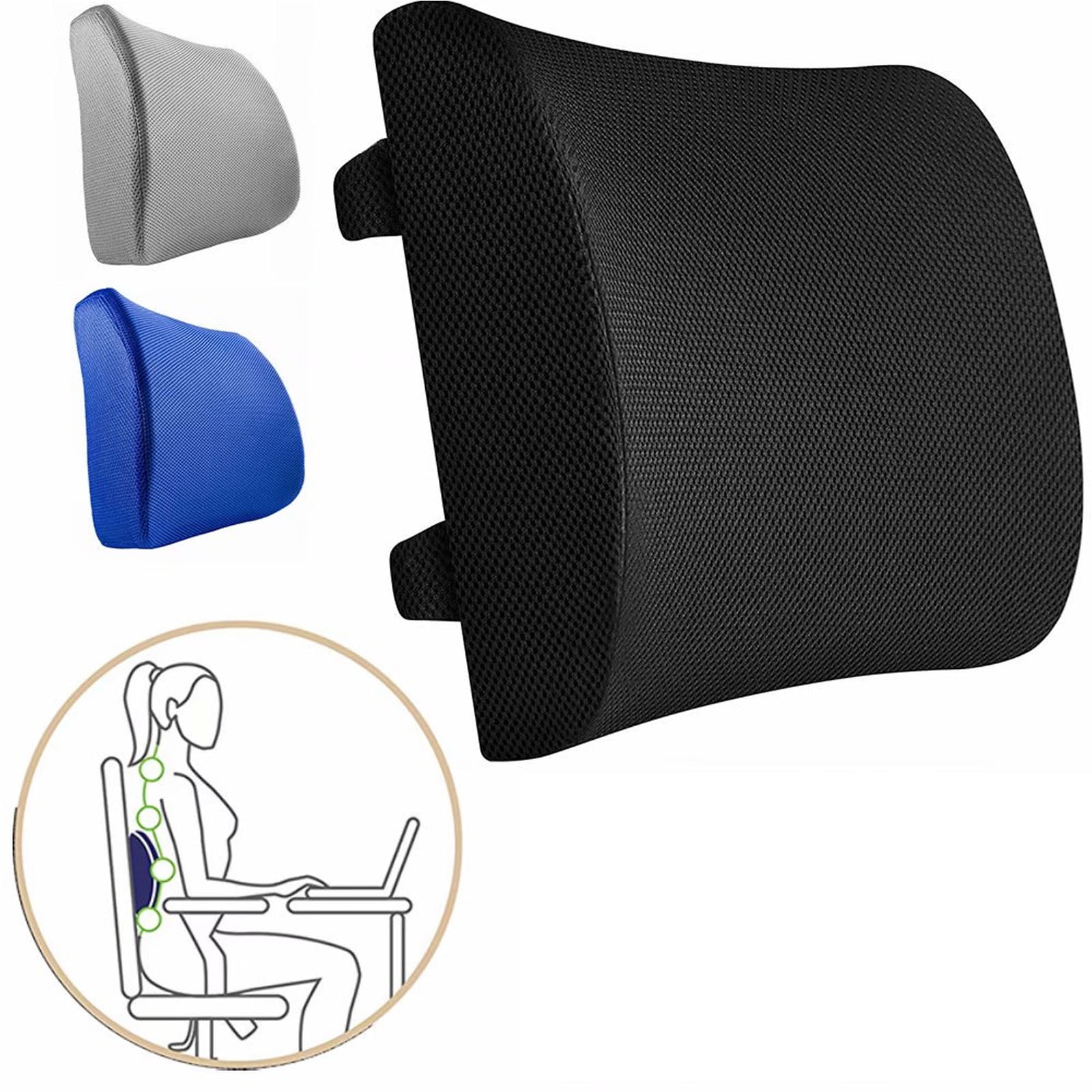Icozyhome Coccyx Seat Cushion & Lumbar Support Pillow for Office Desk Chair Black Memory Foam Car Seat Cushion, Size: Standard