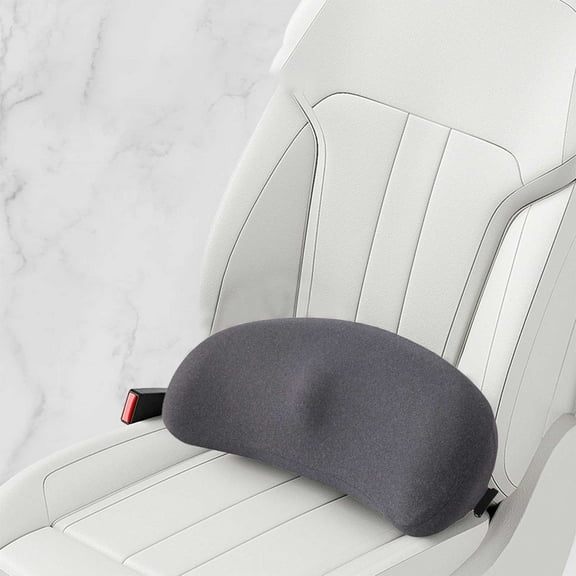 YUVA Memory Foam Car Lumbar Cushion, Dark Gray/Gray/Silver, Breathable, Ergonomic, Elastic Straps, Height Adjustable, for Car/Office/Bed, Tailbone Support