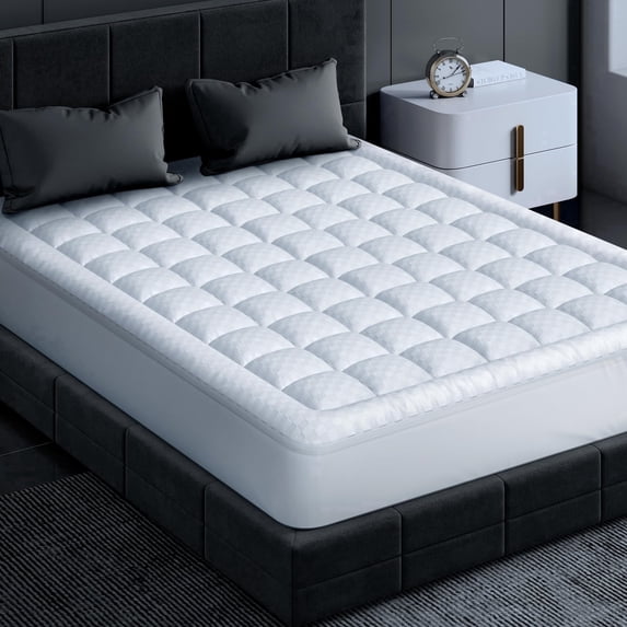 Memory Foam Mattress Pad King for Pressure Relief, Strong-Support & Ultra-Cozy Mattress Topper, Breathable Soft Microfiber Protector, Noiseless Bed Cover Vinyl Free, 8-21'' Deep Pocket