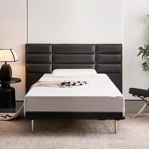 Memory Foam Mattress, Soft Plush Feel, Breathable, 10 Inch, Full, White/Grey