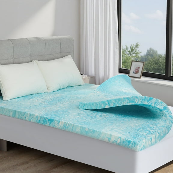 Vccoem Memory Foam Mattress Topper - 2 Inch Gel Infused Memory Foam - Plush Feel - Cooling and Pressure Relieving - CertiPUR Certified -Queen Size