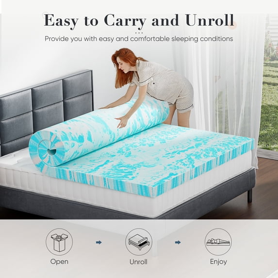 EverPick Memory Foam Mattress Topper - 2 Inch Gel Infused Memory Foam - Plush Feel - Cooling and Pressure Relieving for Back Pain - Full Size