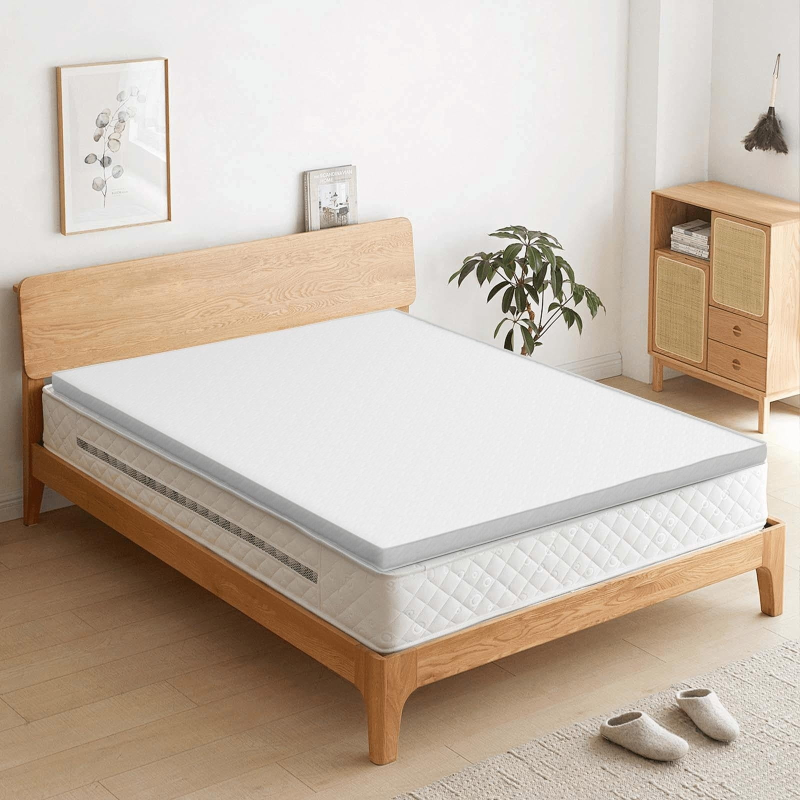 StyleWell 2” Gel Memory Foam Mattress Topper – Twin XL – Blue – Cooling, Hypoallergenic, Antimicrobial