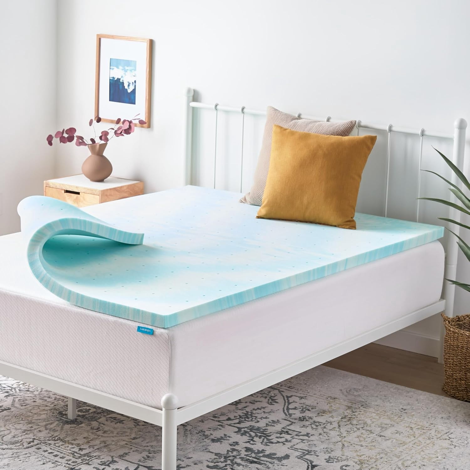Memory Foam Mattress Topper - 2 Inch Gel Infused Plush Feel Cooling and ...