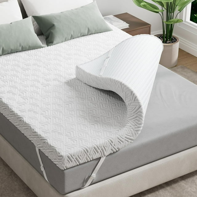 Memory Foam Mattress Topper 3 Inch Gel Mattress Pad for Pressure