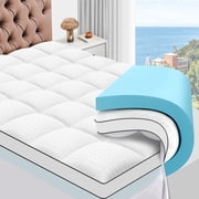 Vccoem Twin Mattress Topper, 4-inch Dual Layer Memory Foam with Cooling Gel & Plush Pillow Top, Anti-Slip Mattress Pad, Deep Pocket, Noiseless Washable