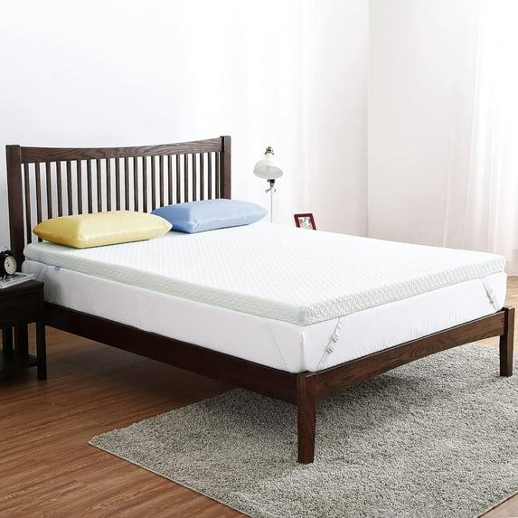 Memory Foam Mattress Topper, Dual Layer Mattress with Removable Bamboo Cover, Medium-Firm, Non-Slip Design, High Density Ventilated Memory Foam Bed Mattress Topper for Back Pain