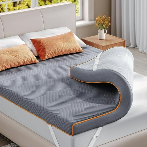 Memory Foam Mattress Topper, Inch Twin Mattress Topper Pressure Relief with Cooling Gel and Removable & Washable Embossed Cover,  Certified, White, Twin