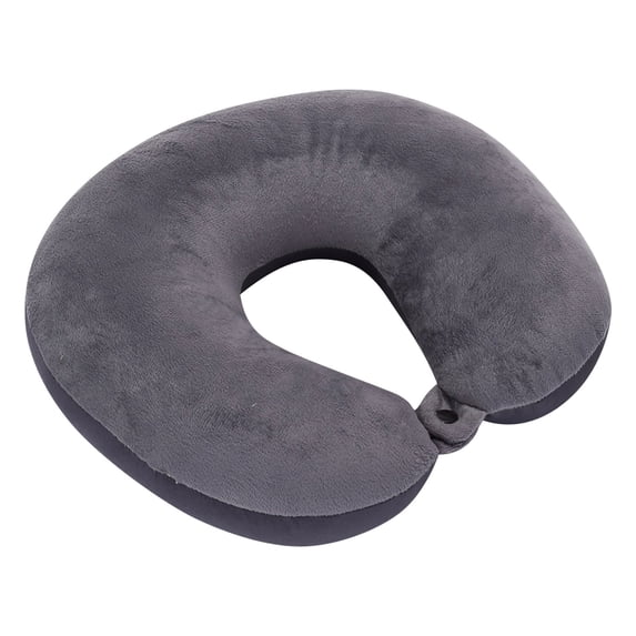 Memory Foam Neck Pillow, 100% Polyester Fleece Knit, One Size, Gray Travel Pillow