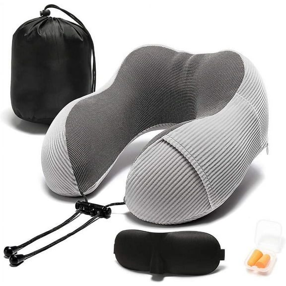 Memory Foam Neck Pillow with 360-Degree Head Support Lightweight Comfortable Travel Airplane Pillow with Storage Bag for Sleeping, Traveling,Car, Train, Bus and Home Use