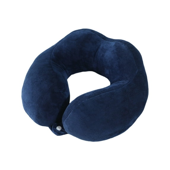 Memory Foam Neck Pillow Travel Pillow for Airplane Car Office - U-Shaped Cervical Support Pillow with Washable Magnetic Cover, Portable Ergonomic Neck Rest for Sleeping (Navy)