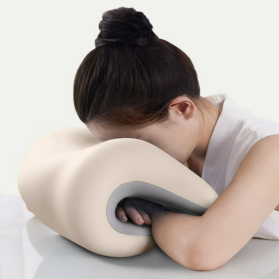 Memory Foam Neck Support Pillow, Ergonomic Contour Pillow with Cotton Cover for Office Desk, Travel, Car & Home Use, Comfortable Headrest for Sleeping, Resting or Long Work Hours, Machine Washable