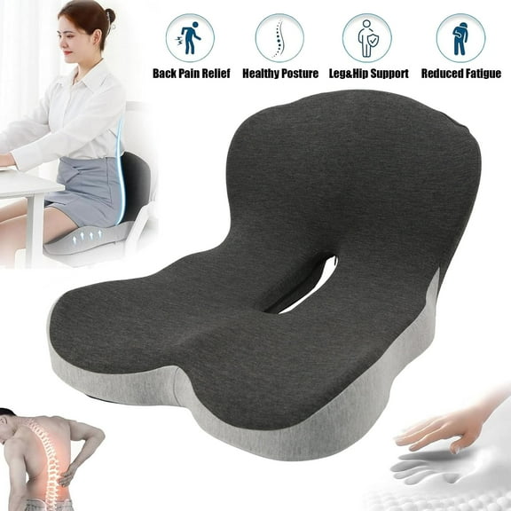 Memory Foam Office Chair Cushion,L-Shaped Ergonomic Design,Memory Foam Non Slip Seat with Back Support, Comfort Car Seat Cushion with Lumbar Support Quick Pain Relief for Car, Office ,Gray