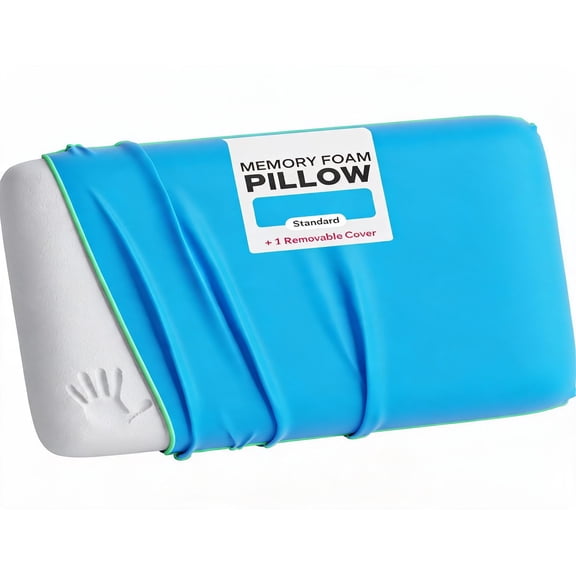 Memory Foam Pillow 16" x 24" with Cooling Cover for Back Stomach and Side Sleepers Cosmic Blue
